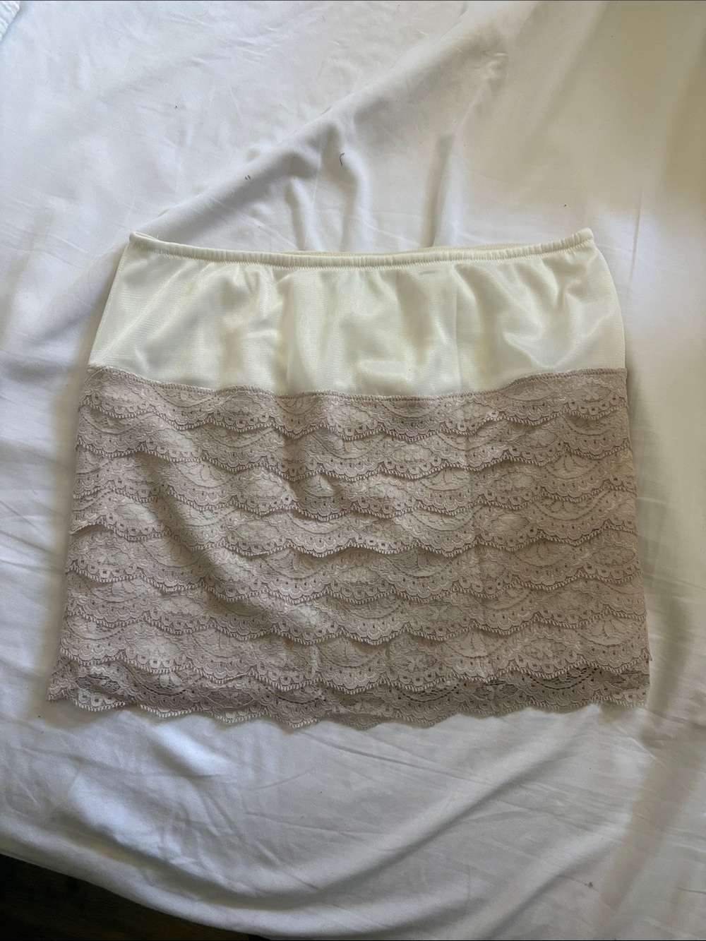 Y2K  Lace Layered Mini Skirt in Cream